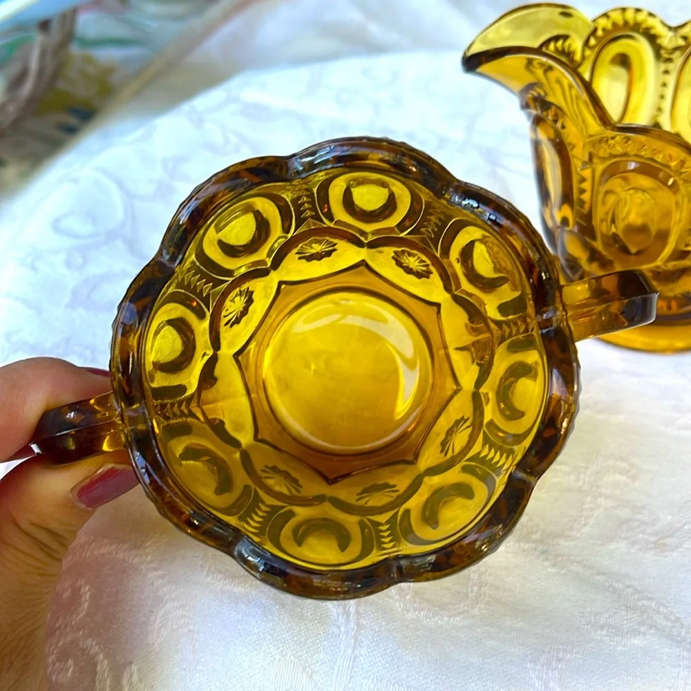 Vintage  L.E. Smith Moon and Star Sugar and Creamer